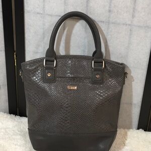 Jewel by 31 gray croc embossed satchel